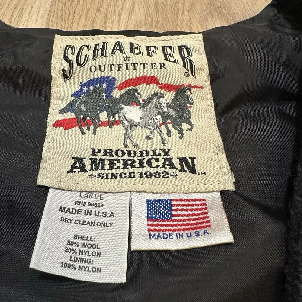 Vg Schaefer Western Wool Vest Size Large Gray Made In USA Ranch Cowboy EUC